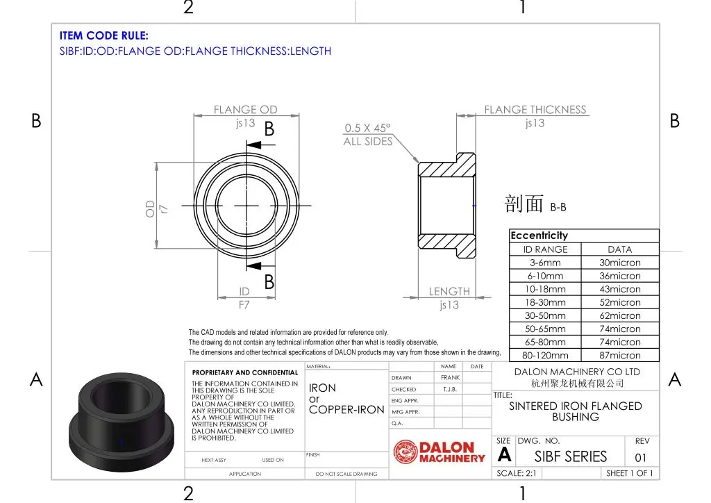 rod bushing Technical Drawing