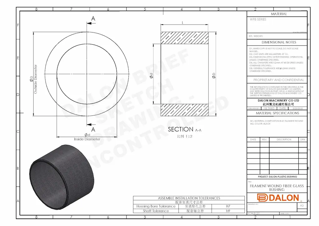 plastic bushing Technical Drawing